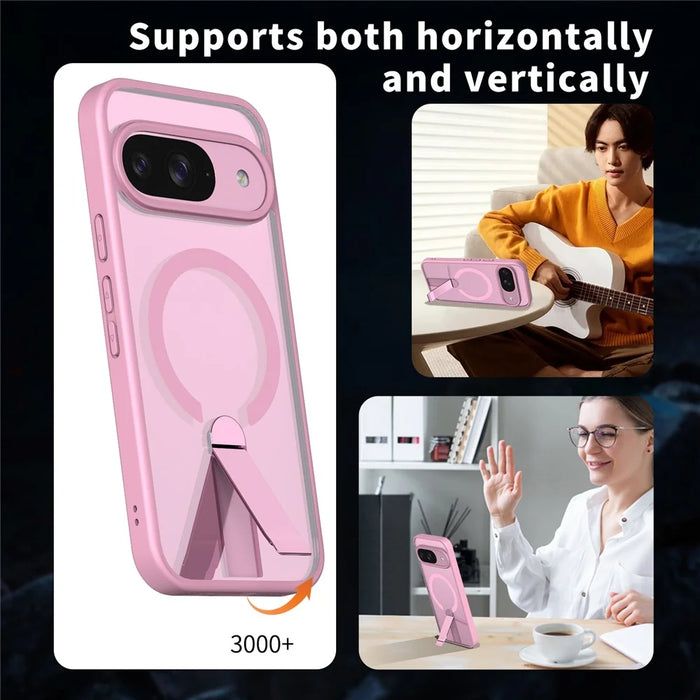 For Google Pixel 11  /  Pixel 11 Pro Magnetic Case Kickstand TPU + Acrylic Phone Cover - Pink - 5