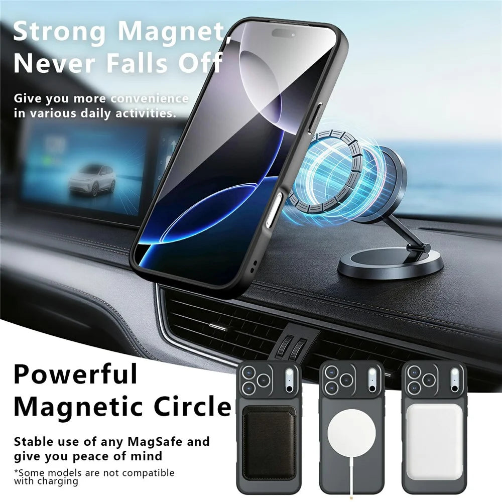 For iPhone 18 Pro Max / 17 Pro Max Matte Skin-touch Magnetic Case 360° Rotating Kickstand Shockproof TPU + PC Phone Cover - Transparent Black - 7