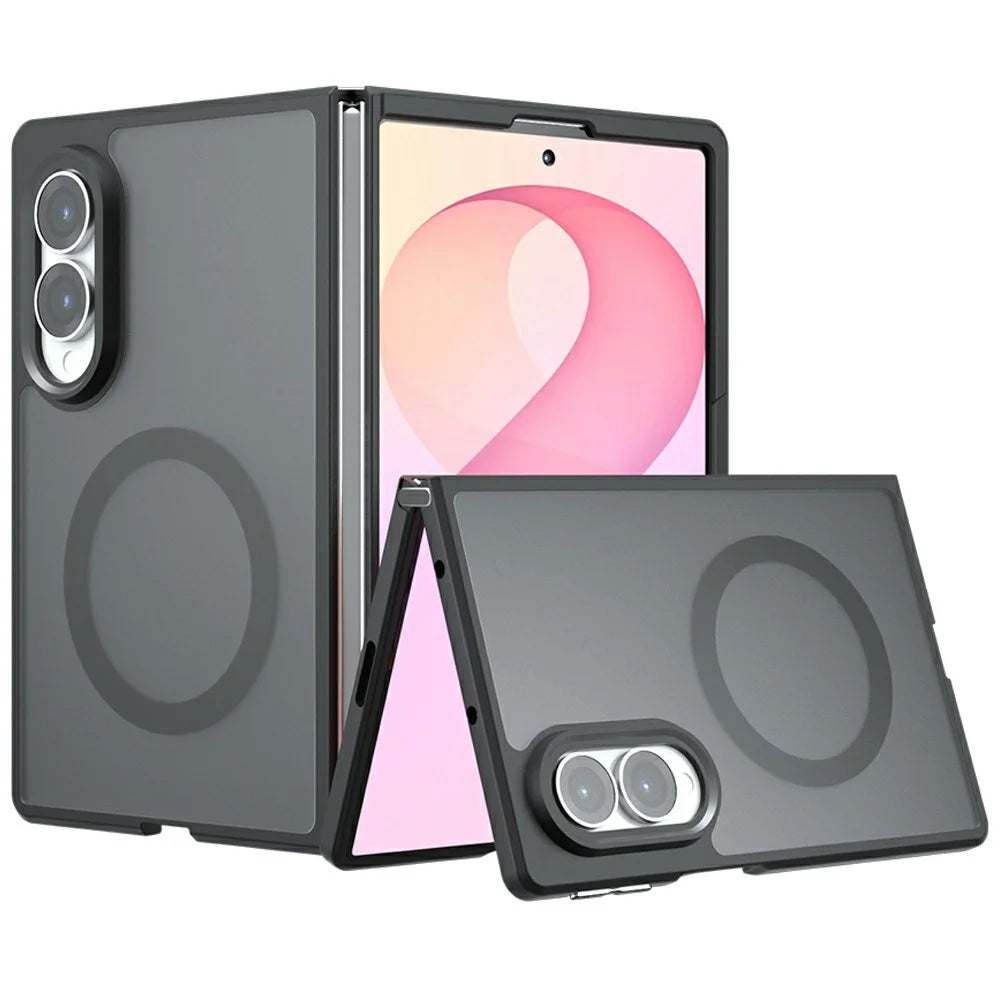 For Samsung Galaxy Z Fold8 Magnetic Case TPU + PC Matte Skin Touch Phone Cover - Black - 1