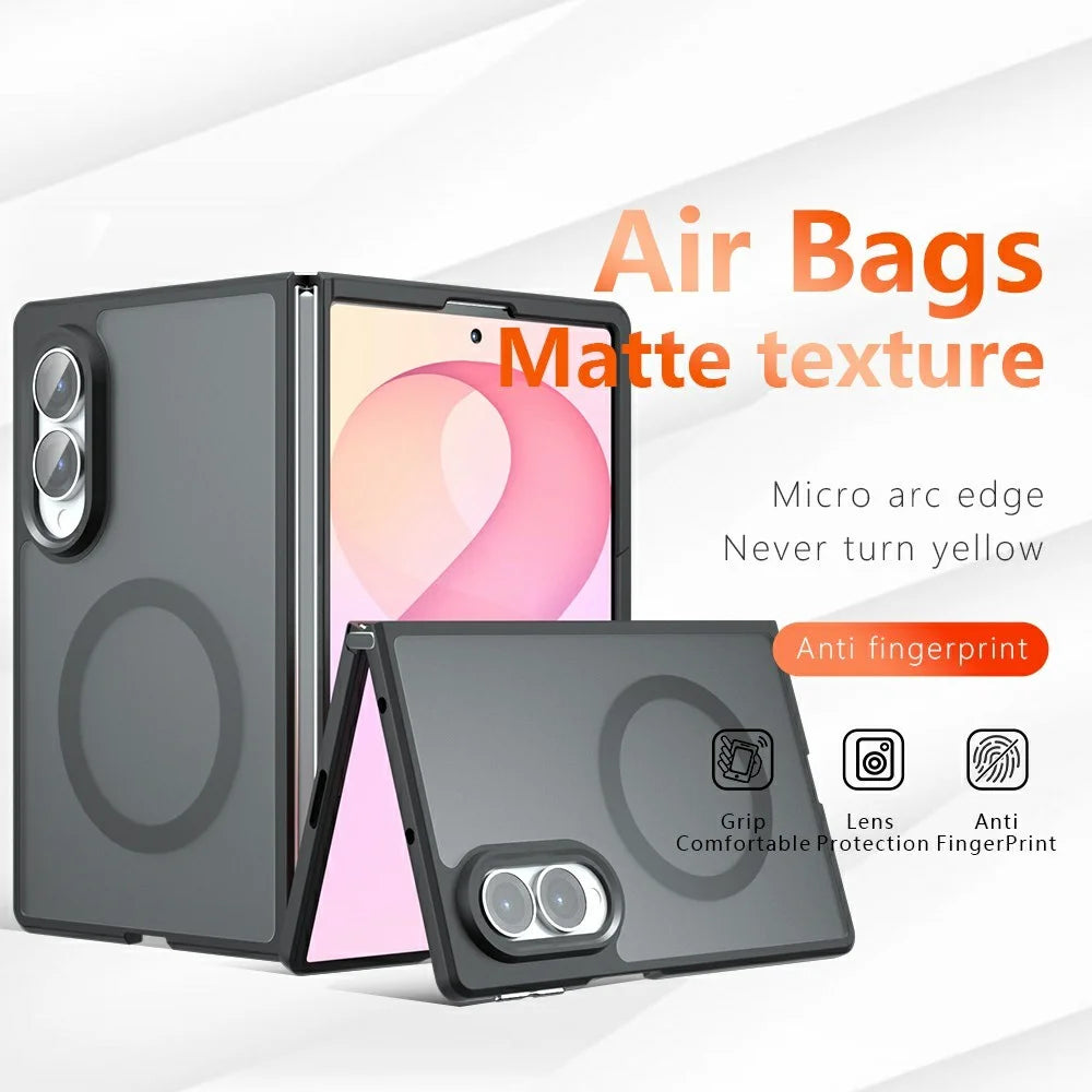 For Samsung Galaxy Z Fold8 Magnetic Case TPU + PC Matte Skin Touch Phone Cover - Black - 4