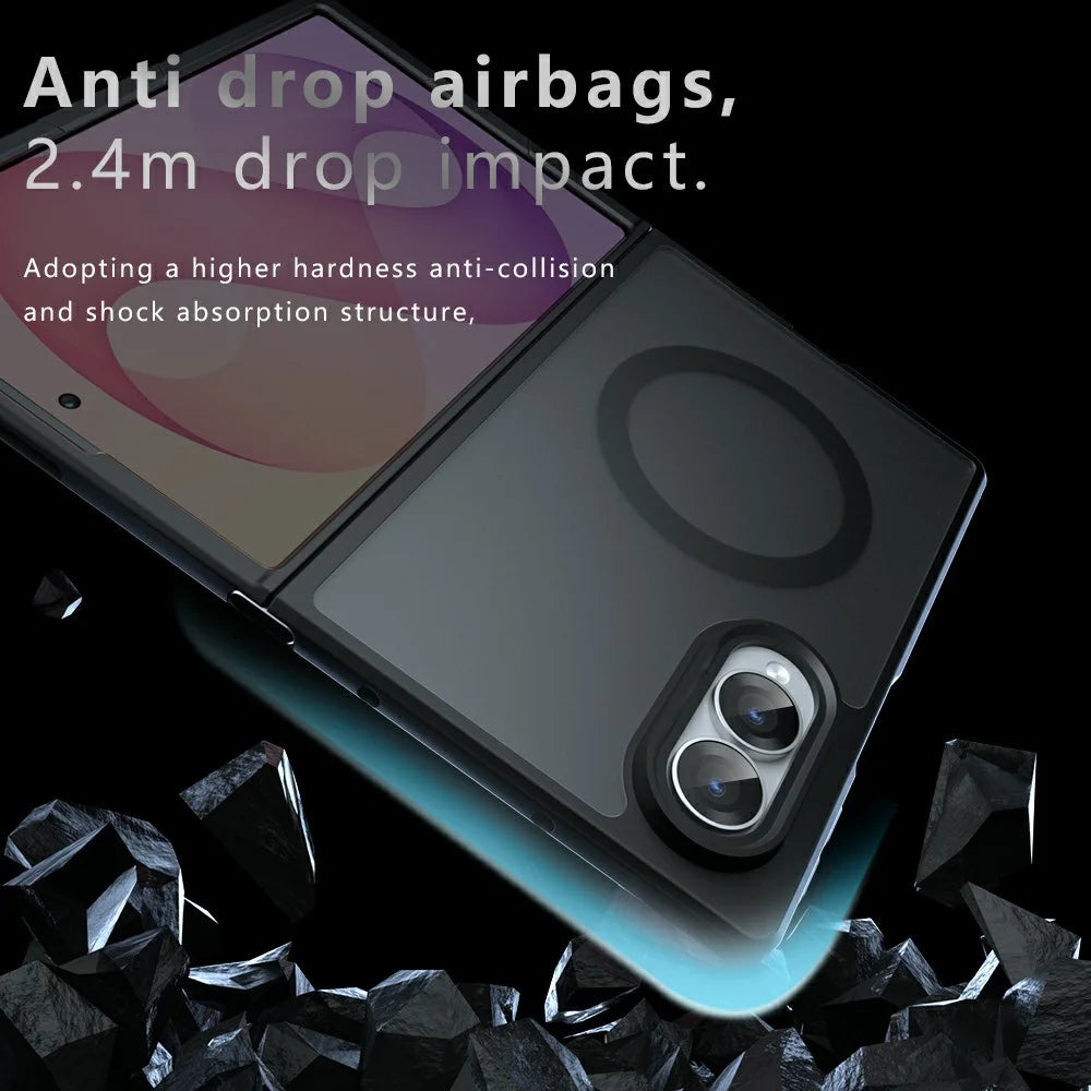 For Samsung Galaxy Z Fold8 Magnetic Case TPU + PC Matte Skin Touch Phone Cover - Black - 5