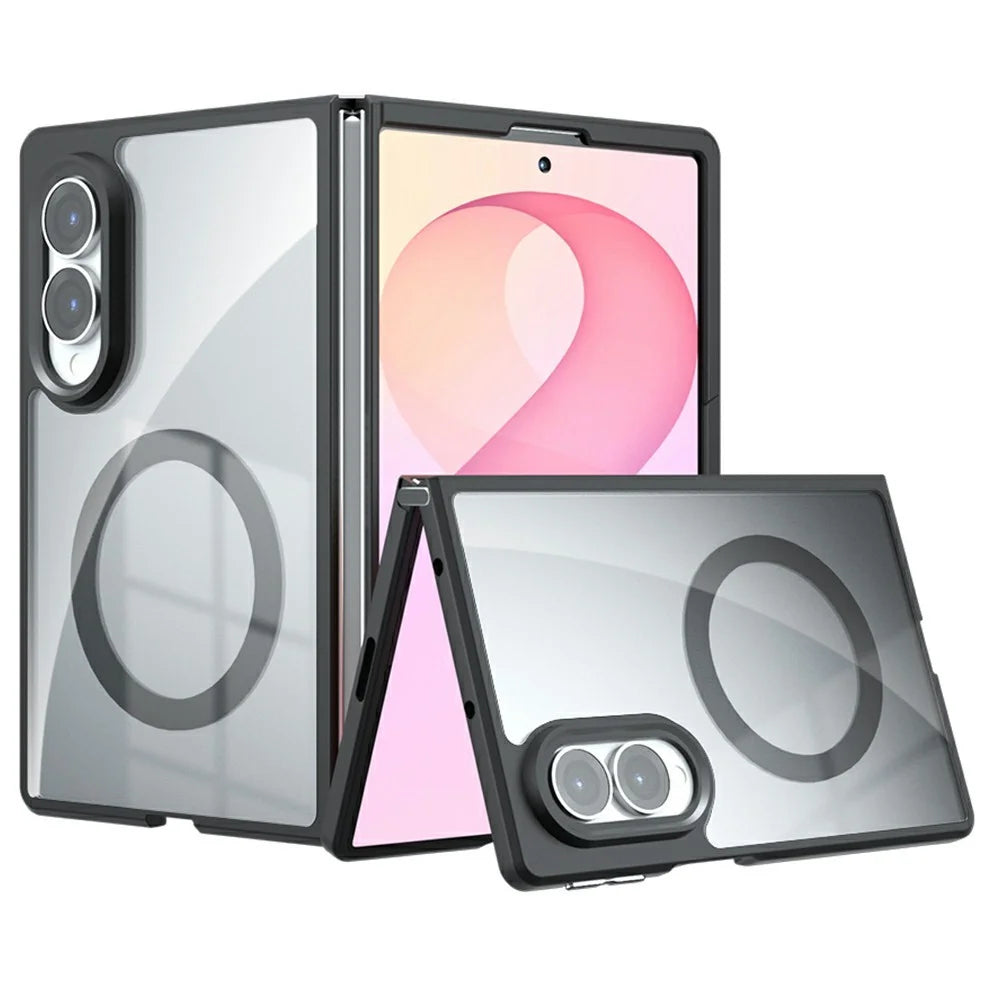 For Samsung Galaxy Z Fold8 Magnetic Case Clear TPU + PC Shockproof Phone Cover - Transparent - 1