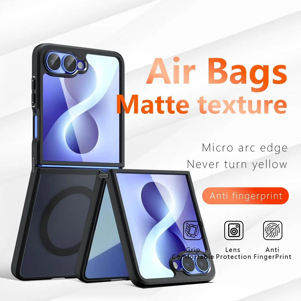 For Samsung Galaxy Z Flip8 Magnetic Case TPU + PC Matte Skin Touch Phone Cover - Black - 4