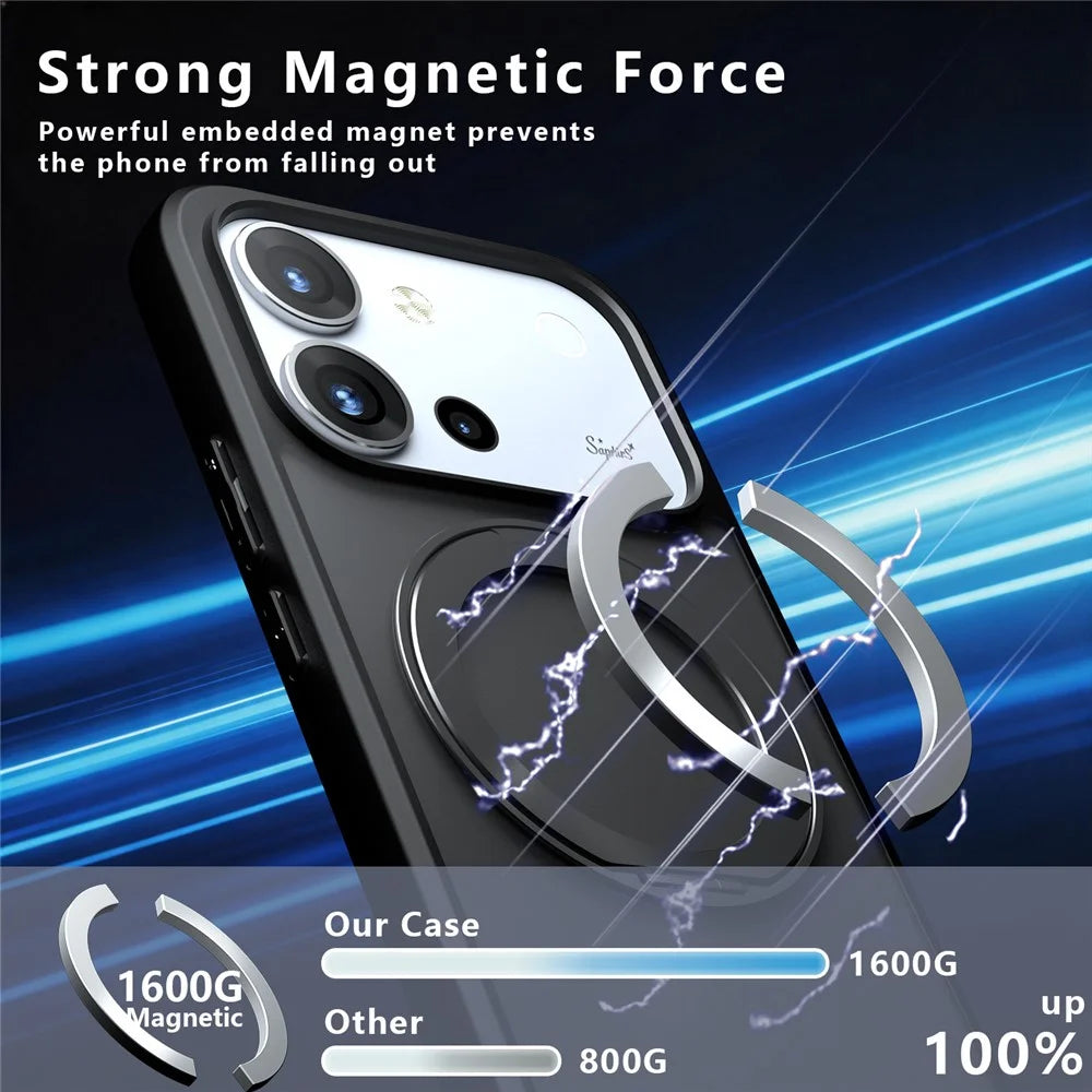 For vivo S60 5G Matte Skin-touch Magnetic Case 360° Rotating Kickstand Shockproof TPU + PC Phone Cover - Transparent Black - 5