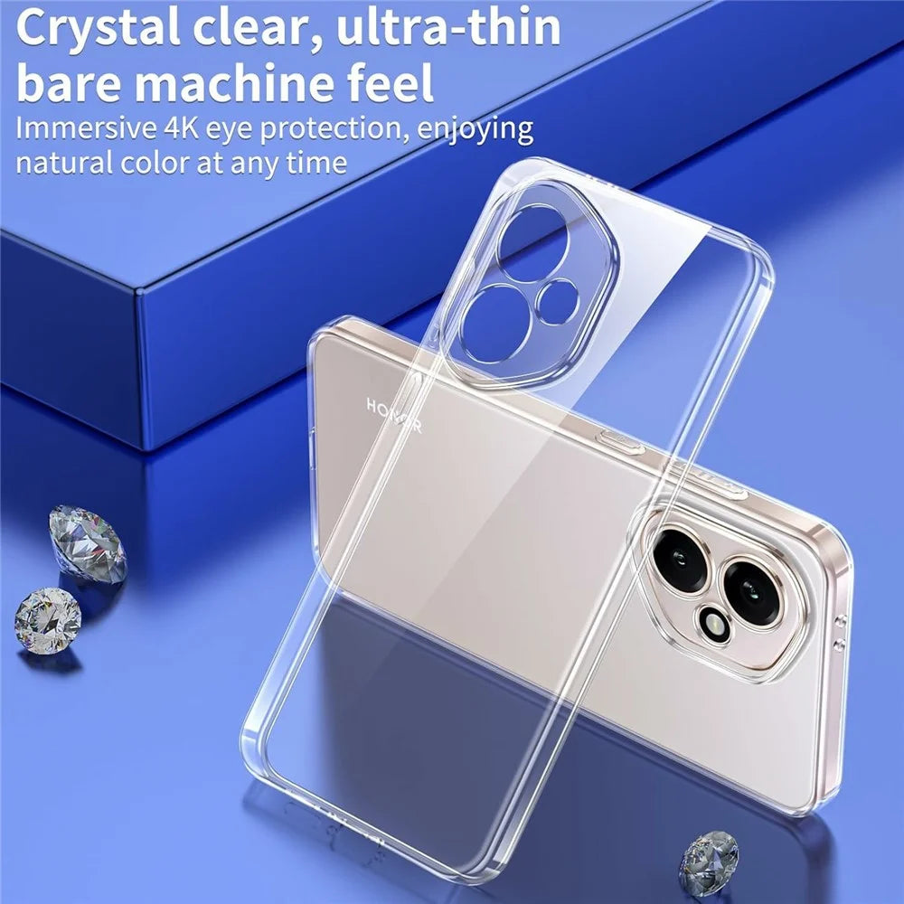 For Honor 400 5G (Global) Case TPU Clear Phone Cover + 2PCS Tempered Glass Screen Film 2.5D Arc Edge - 7
