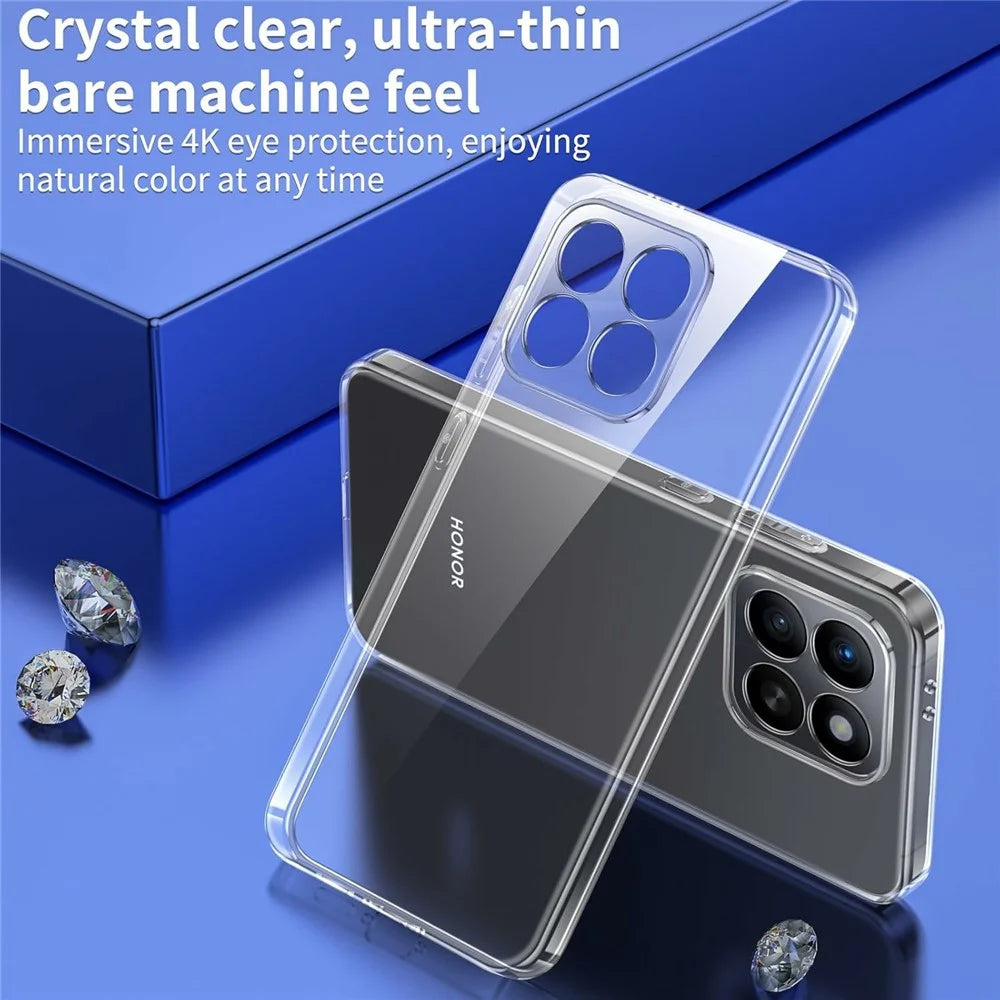 For Honor 400 Smart 4G  /  400 Smart 5G  /  X7d 4G Case TPU Clear Phone Cover + 2PCS Tempered Glass Screen Film 2.5D Arc Edge - 6