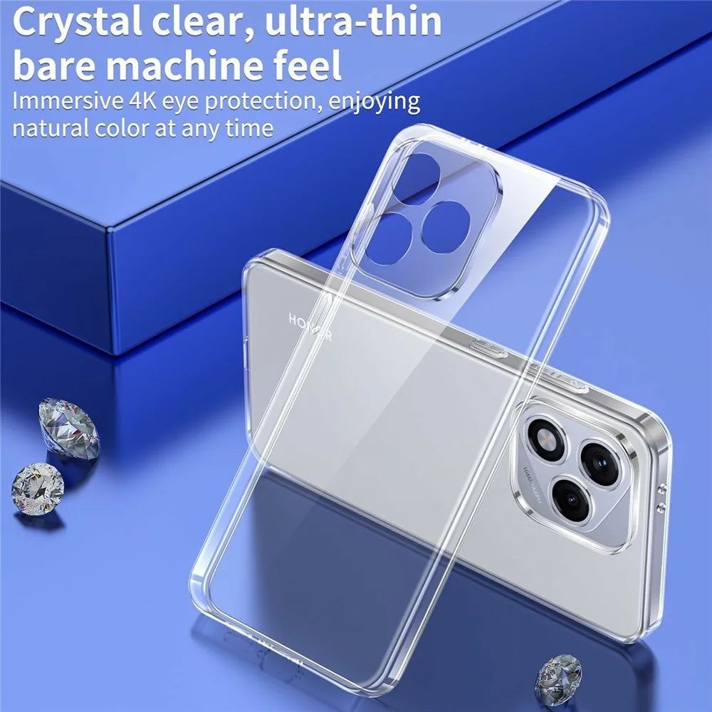 For Honor 400 Lite 5G Case TPU Clear Phone Cover + 2PCS Tempered Glass Screen Film 2.5D Arc Edge - 2