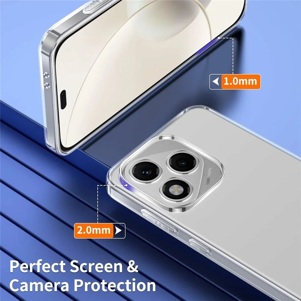 For Honor 400 Lite 5G Case TPU Clear Phone Cover + 2PCS Tempered Glass Screen Film 2.5D Arc Edge - 3