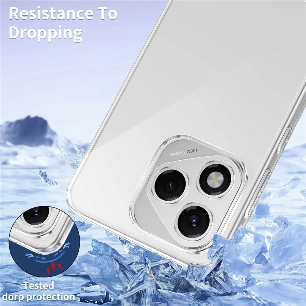For Honor 400 Lite 5G Case TPU Clear Phone Cover + 2PCS Tempered Glass Screen Film 2.5D Arc Edge - 4