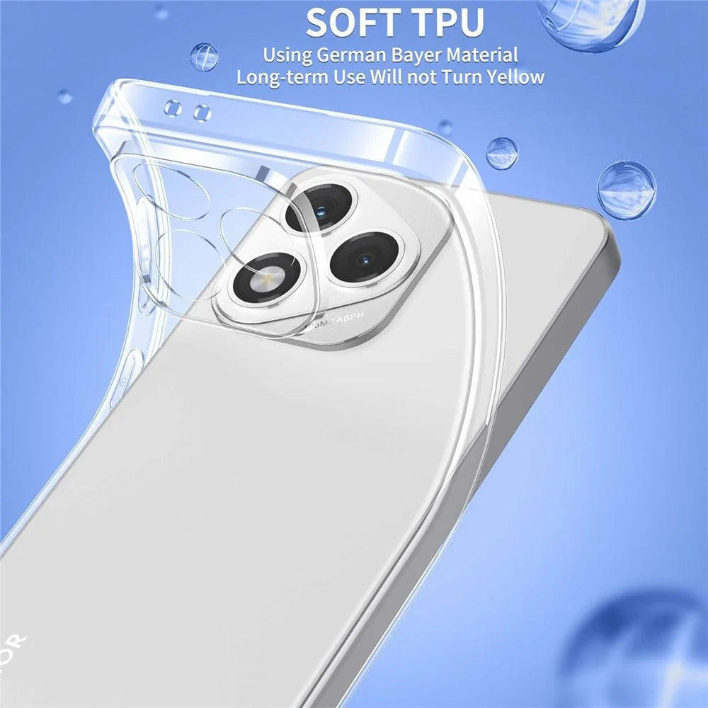 For Honor 400 Lite 5G Case TPU Clear Phone Cover + 2PCS Tempered Glass Screen Film 2.5D Arc Edge - 6