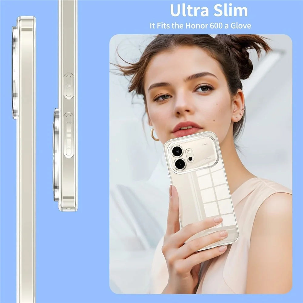 For Honor 600 5G Case TPU Clear Phone Cover + 2PCS Tempered Glass Screen Film 2.5D Arc Edge - 4