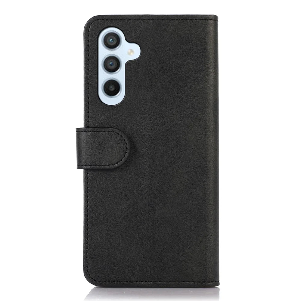 For Samsung Galaxy A34 5G Textured PU Leather Folio Flip Phone Case Full Protection Wallet Stand Cover - Black - 7