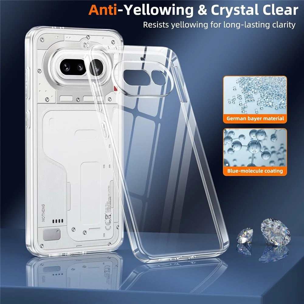 For Nothing Phone (4a) Case TPU Clear Phone Cover + 2PCS Tempered Glass Screen Film 2.5D Arc Edge - 2