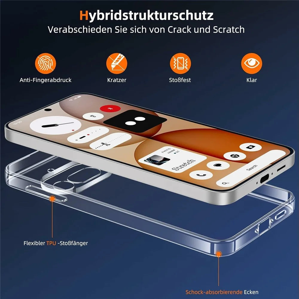 For Nothing Phone (4a) Case TPU Clear Phone Cover + 2PCS Tempered Glass Screen Film 2.5D Arc Edge - 5