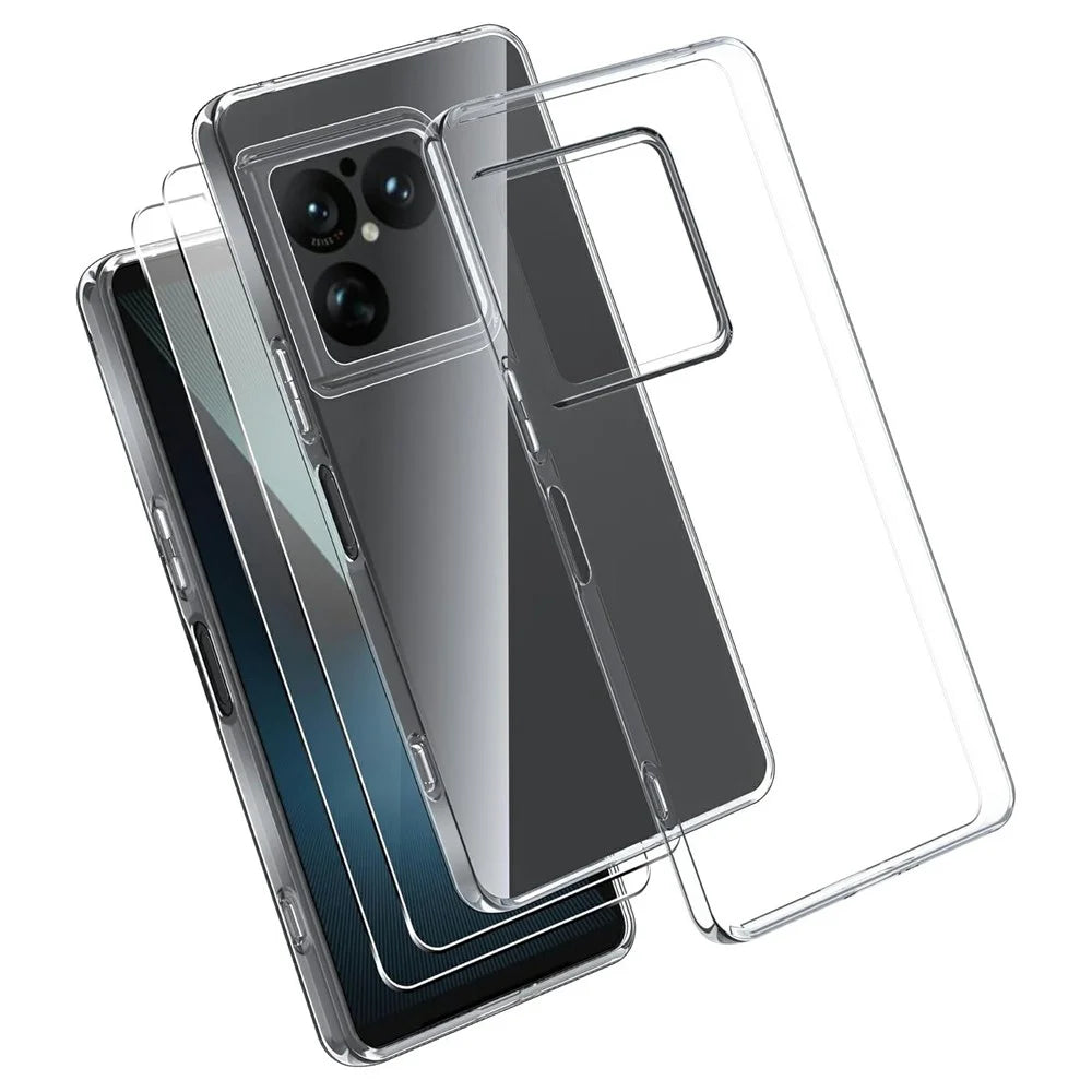 For Sony Xperia 1 VIII Case TPU Clear Phone Cover + 2PCS Tempered Glass Screen Film 2.5D Arc Edge - 1