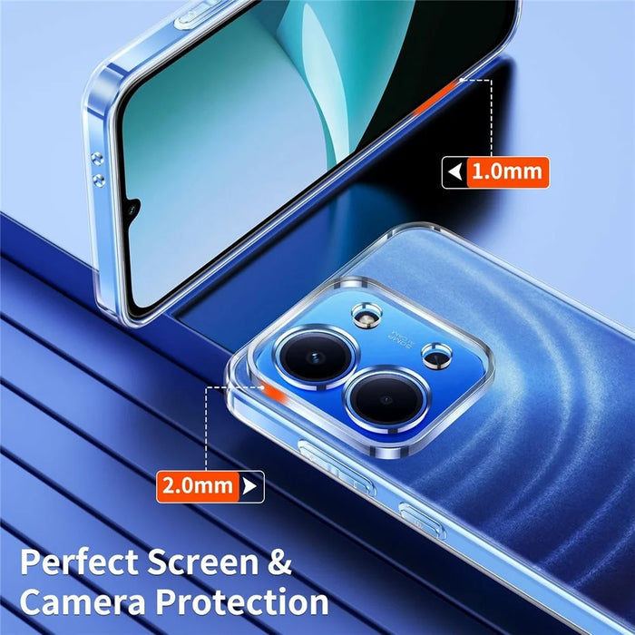 For Xiaomi Poco C85 5G Case TPU Clear Phone Cover + 2PCS Tempered Glass Screen Film 2.5D Arc Edge - 2