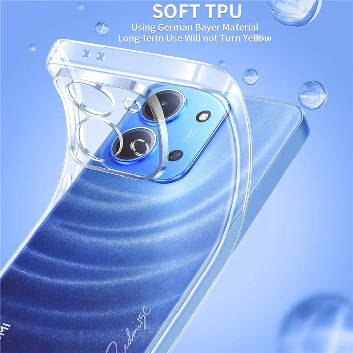 For Xiaomi Poco C85 5G Case TPU Clear Phone Cover + 2PCS Tempered Glass Screen Film 2.5D Arc Edge - 4