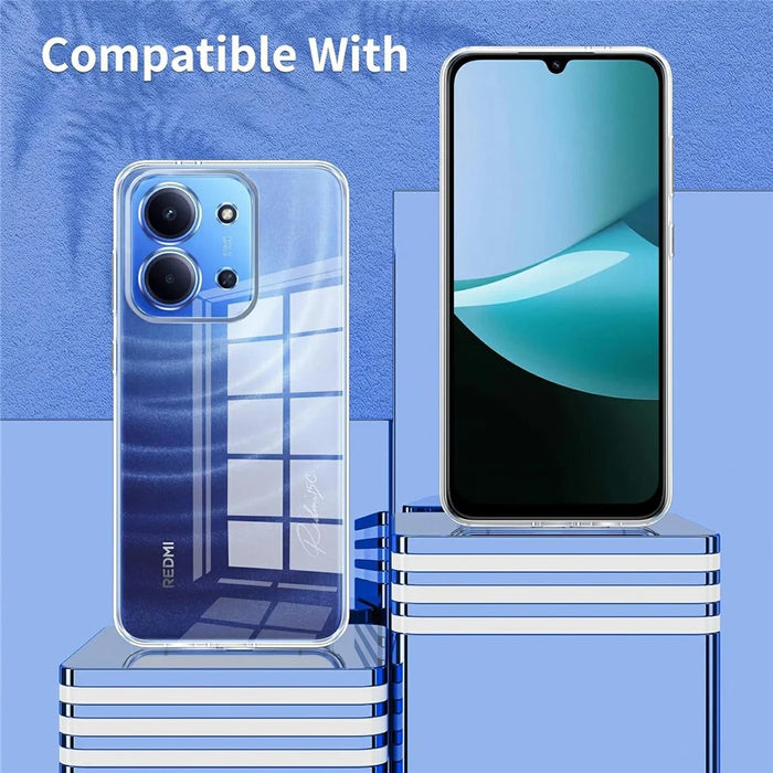 For Xiaomi Poco C85 5G Case TPU Clear Phone Cover + 2PCS Tempered Glass Screen Film 2.5D Arc Edge - 5