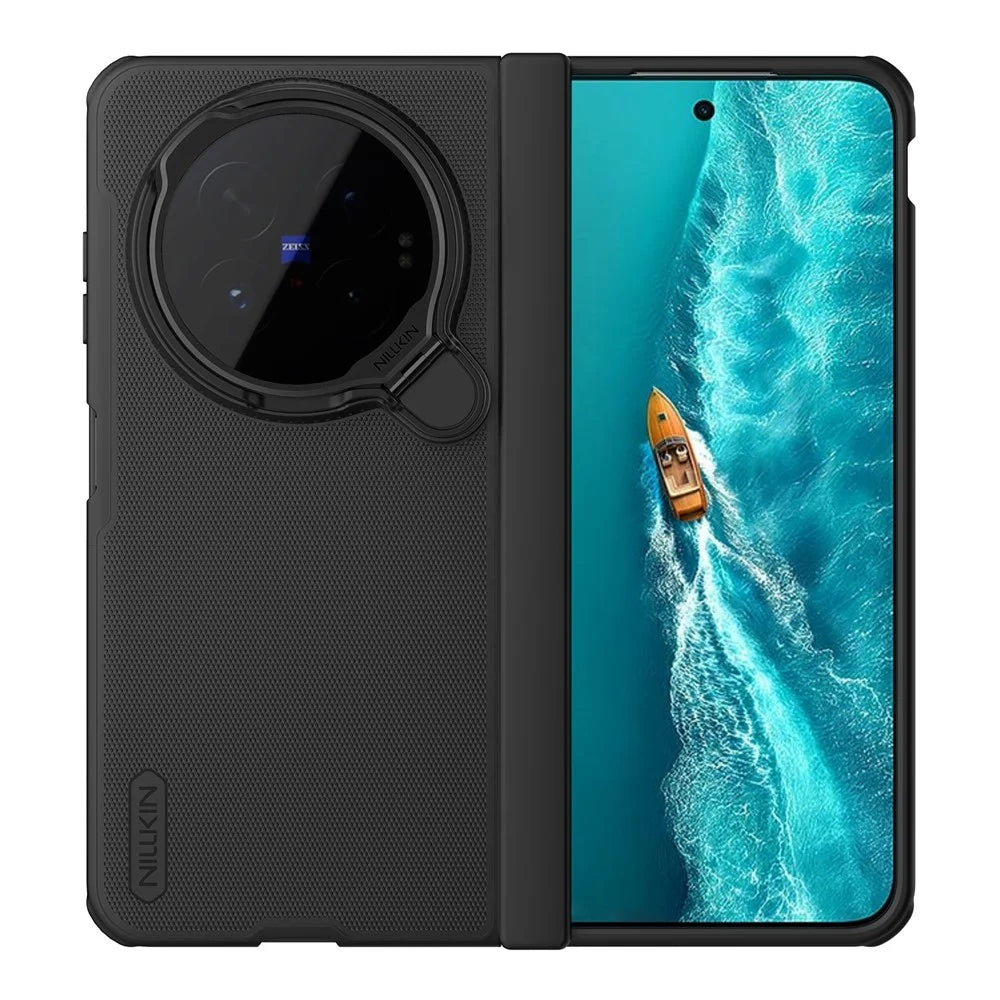 NILLKIN Super Frosted Shield Prop For vivo X Fold6 5G Magnetic Case Clear Lens Lid Kickstand PC Phone Cover - Black - 1