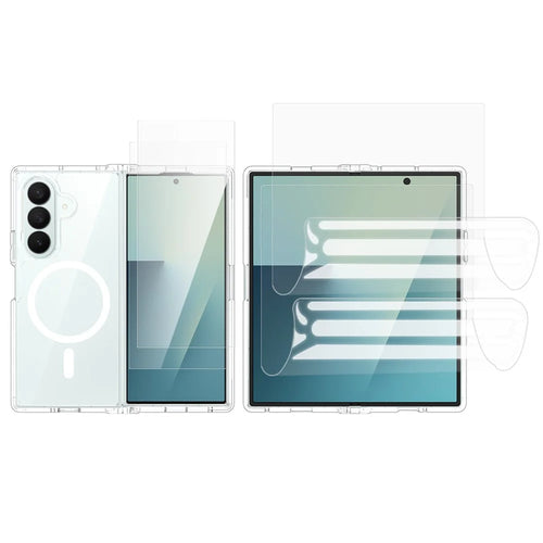 For Samsung Galaxy Z Fold8 Ultra Magnetic Case PC + TPU Clear Phone Cover with 2Pcs Outer Screen Tempered Glass Film + 2Pcs Inner Screen Hydrogel Film - Transparent - 1