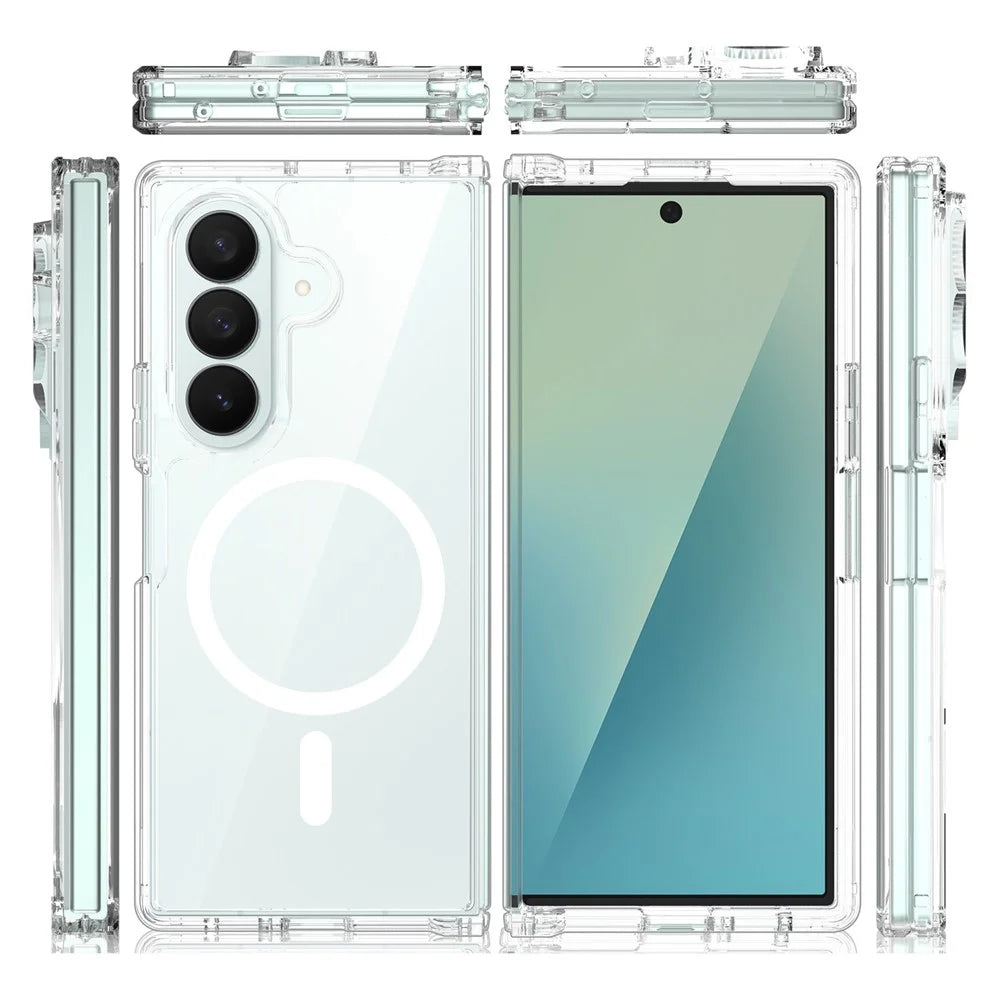For Samsung Galaxy Z Fold8 Ultra Magnetic Case PC + TPU Clear Phone Cover with 2Pcs Outer Screen Tempered Glass Film + 2Pcs Inner Screen Hydrogel Film - Transparent - 4