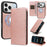For iPhone 18 Pro / iPhone 17 Pro Magnetic Case Detachable 2 in 1 Leather Wallet Phone Cover - Rose Gold - 1