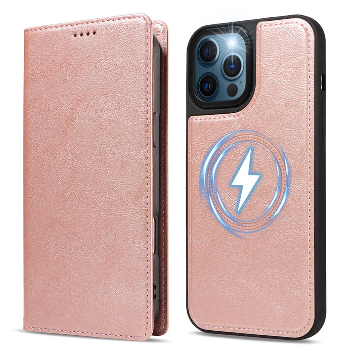 For iPhone 12 Pro Max Magnetic Case Detachable 2 in 1 Leather Wallet Phone Cover - Rose Gold - 5
