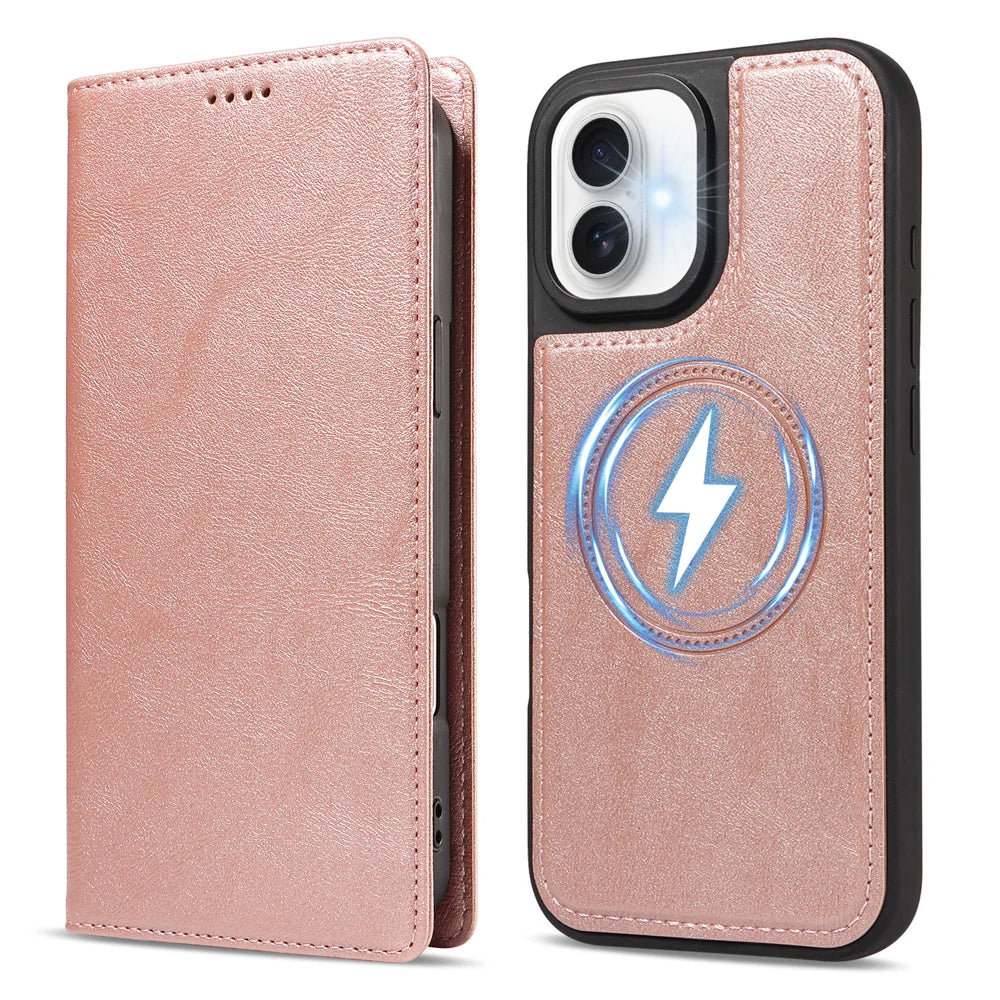 For iPhone 17 Magnetic Case Detachable 2 in 1 Leather Wallet Phone Cover - Rose Gold - 5