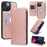 For iPhone 14 / iPhone 13 Magnetic Case Detachable 2 in 1 Leather Wallet Phone Cover - Rose Gold - 1