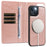 For iPhone 14 / iPhone 13 Magnetic Case Detachable 2 in 1 Leather Wallet Phone Cover - Rose Gold - 3