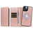 For iPhone 14 / iPhone 13 Magnetic Case Detachable 2 in 1 Leather Wallet Phone Cover - Rose Gold - 6