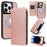 For iPhone 14 Pro Magnetic Case Detachable 2 in 1 Leather Wallet Phone Cover - Rose Gold - 1