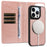 For iPhone 14 Pro Magnetic Case Detachable 2 in 1 Leather Wallet Phone Cover - Rose Gold - 3