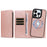 For iPhone 14 Pro Magnetic Case Detachable 2 in 1 Leather Wallet Phone Cover - Rose Gold - 6
