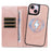 For iPhone 15 Magnetic Case Detachable 2 in 1 Leather Wallet Phone Cover - Rose Gold - 2