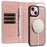 For iPhone 15 Magnetic Case Detachable 2 in 1 Leather Wallet Phone Cover - Rose Gold - 3