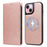 For iPhone 15 Magnetic Case Detachable 2 in 1 Leather Wallet Phone Cover - Rose Gold - 5