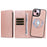 For iPhone 15 Magnetic Case Detachable 2 in 1 Leather Wallet Phone Cover - Rose Gold - 6