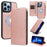 For iPhone 13 Pro Max Magnetic Case Detachable 2 in 1 Leather Wallet Phone Cover - Rose Gold - 1