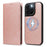 For iPhone 16 Pro Magnetic Case Detachable 2 in 1 Leather Wallet Phone Cover - Rose Gold - 5