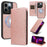 For iPhone 13 Pro Magnetic Case Detachable 2 in 1 Leather Wallet Phone Cover - Rose Gold - 1