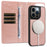 For iPhone 13 Pro Magnetic Case Detachable 2 in 1 Leather Wallet Phone Cover - Rose Gold - 3