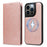 For iPhone 13 Pro Magnetic Case Detachable 2 in 1 Leather Wallet Phone Cover - Rose Gold - 5