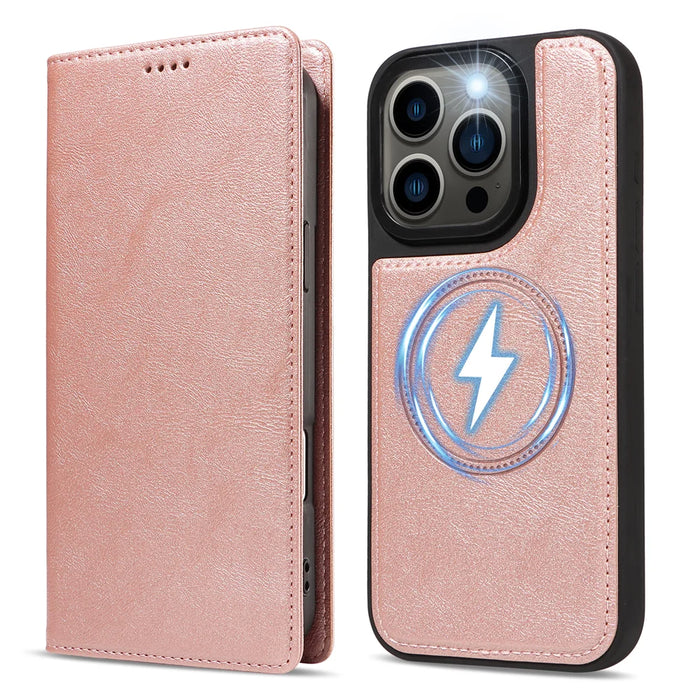 For iPhone 13 Pro Magnetic Case Detachable 2 in 1 Leather Wallet Phone Cover - Rose Gold - 5