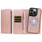 For iPhone 13 Pro Magnetic Case Detachable 2 in 1 Leather Wallet Phone Cover - Rose Gold - 6