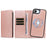For iPhone 17e / iPhone 16e Magnetic Case Detachable 2 in 1 Leather Wallet Phone Cover - Rose Gold - 6