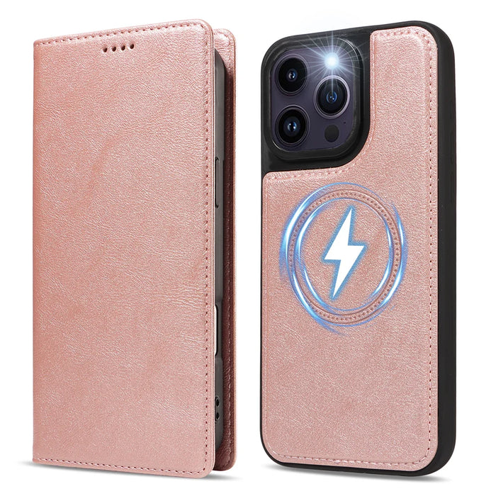For iPhone 14 Pro Max Magnetic Case Detachable 2 in 1 Leather Wallet Phone Cover - Rose Gold - 5