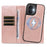 For iPhone 16 Magnetic Case Detachable 2 in 1 Leather Wallet Phone Cover - Rose Gold - 2