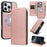 For iPhone 16 Pro Max Magnetic Case Detachable 2 in 1 Leather Wallet Phone Cover - Rose Gold - 1