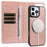 For iPhone 16 Pro Max Magnetic Case Detachable 2 in 1 Leather Wallet Phone Cover - Rose Gold - 3